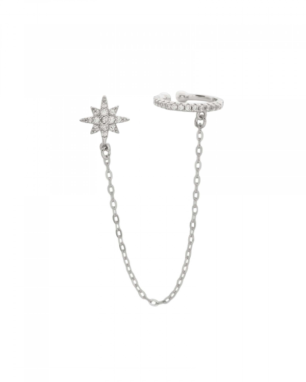 Pendiente Pole Star Cadena Plata