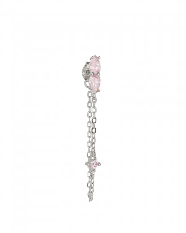 Pendiente Rosa Palo Cadena Plata