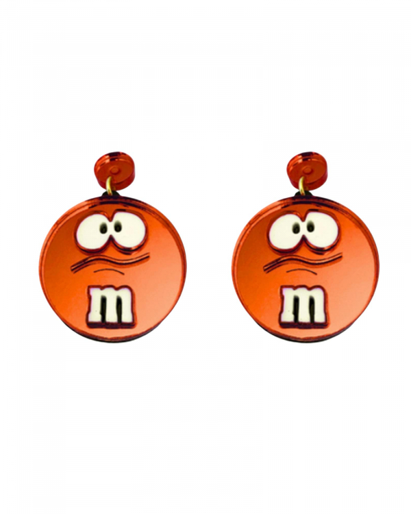 Pendientes M&M Preocupado Naranja METACRILATO