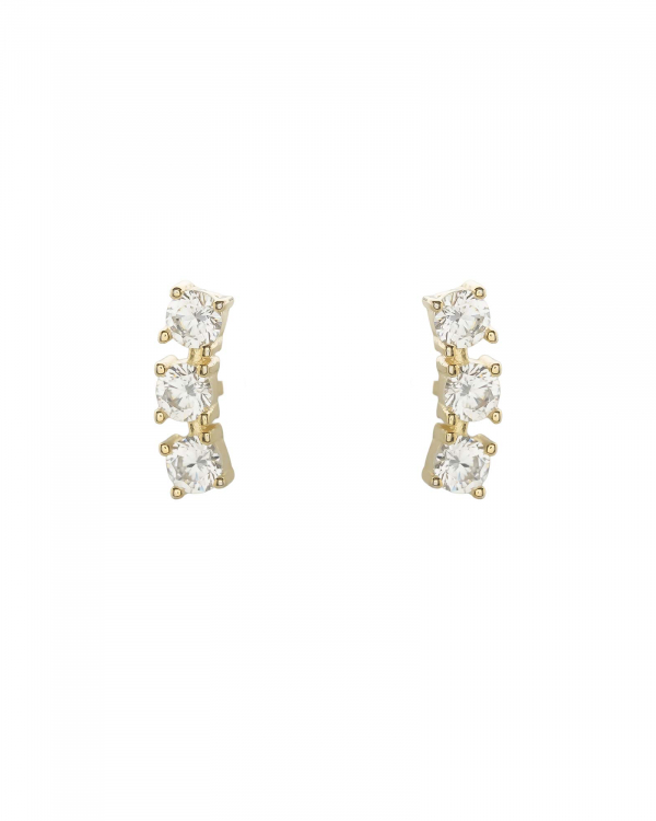 Pendiente Triple Circonita Oro