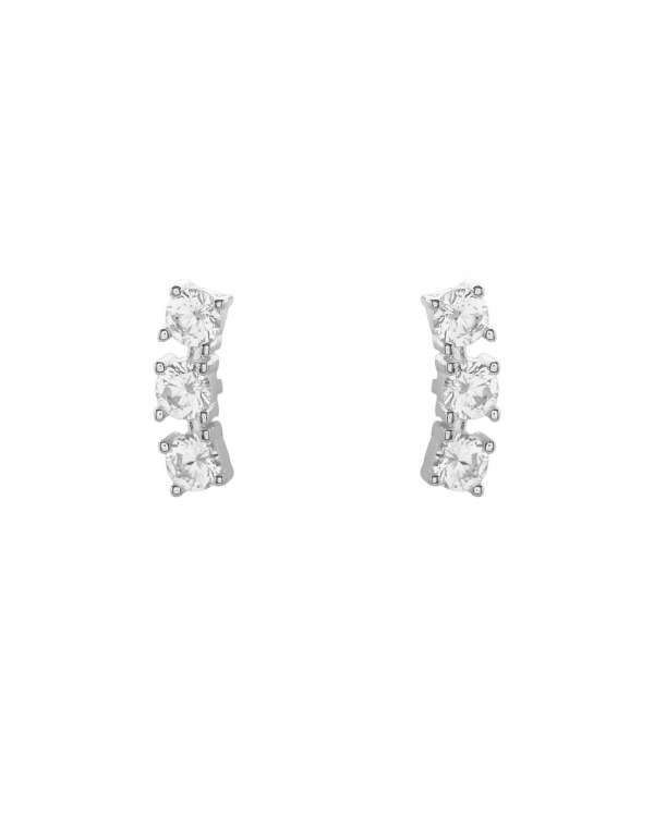 Pendiente Triple Circonita Plata