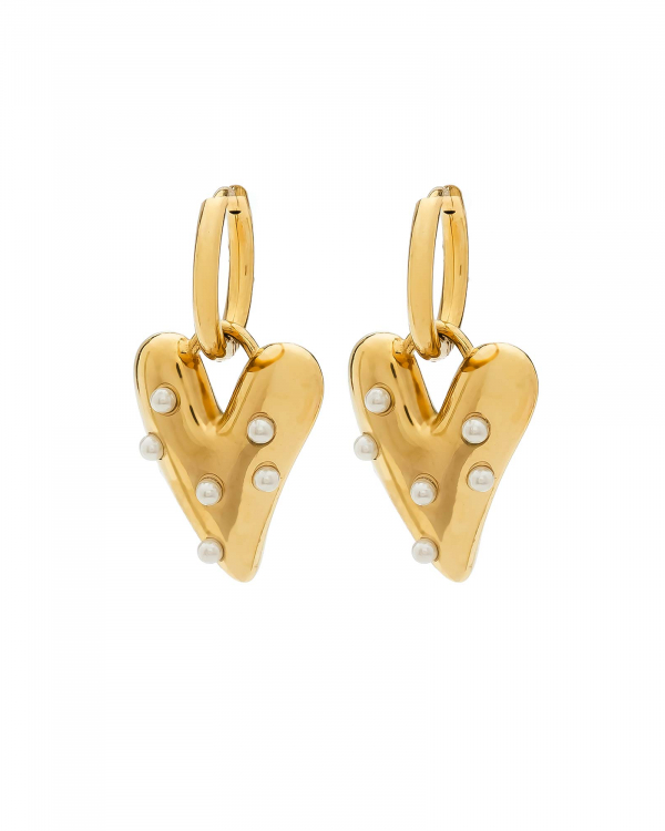Aros Corazón Perlado Gold