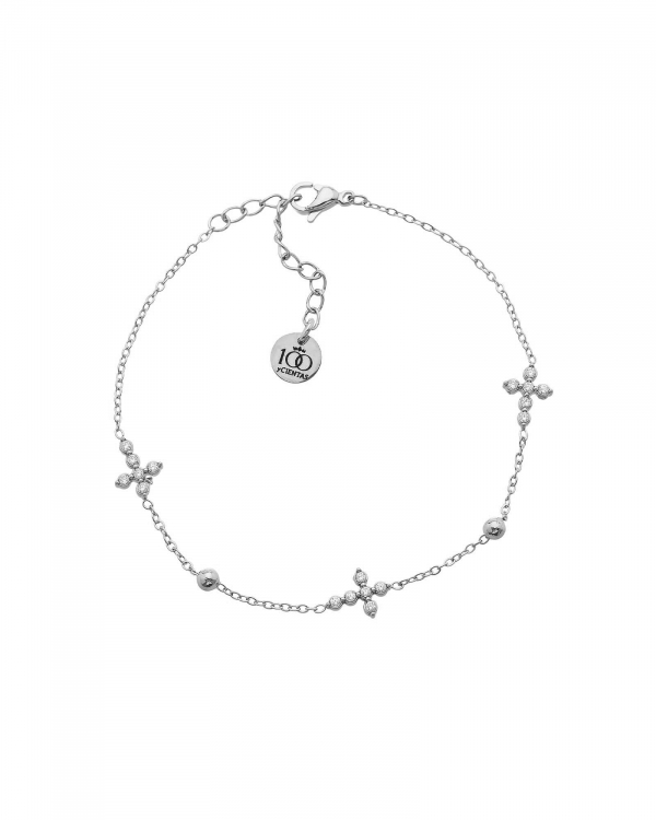 Pulsera Cruces y Bolas Acero