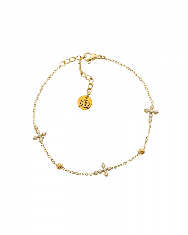 Pulsera Cruces y Bolas Gold