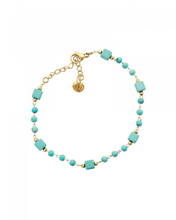 Pulsera Cubos Turquesa Gold