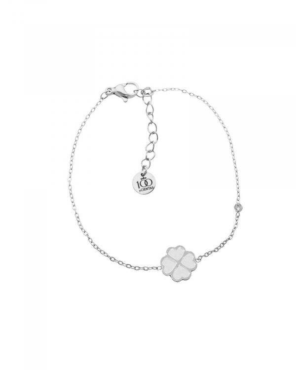 Pulsera Trébol Nácar Acero