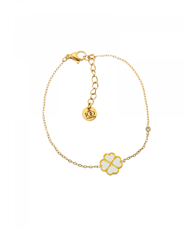 Pulsera Trébol Nácar Gold