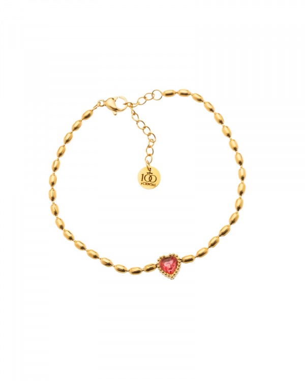 Pulsera Corazón Rojo Gold