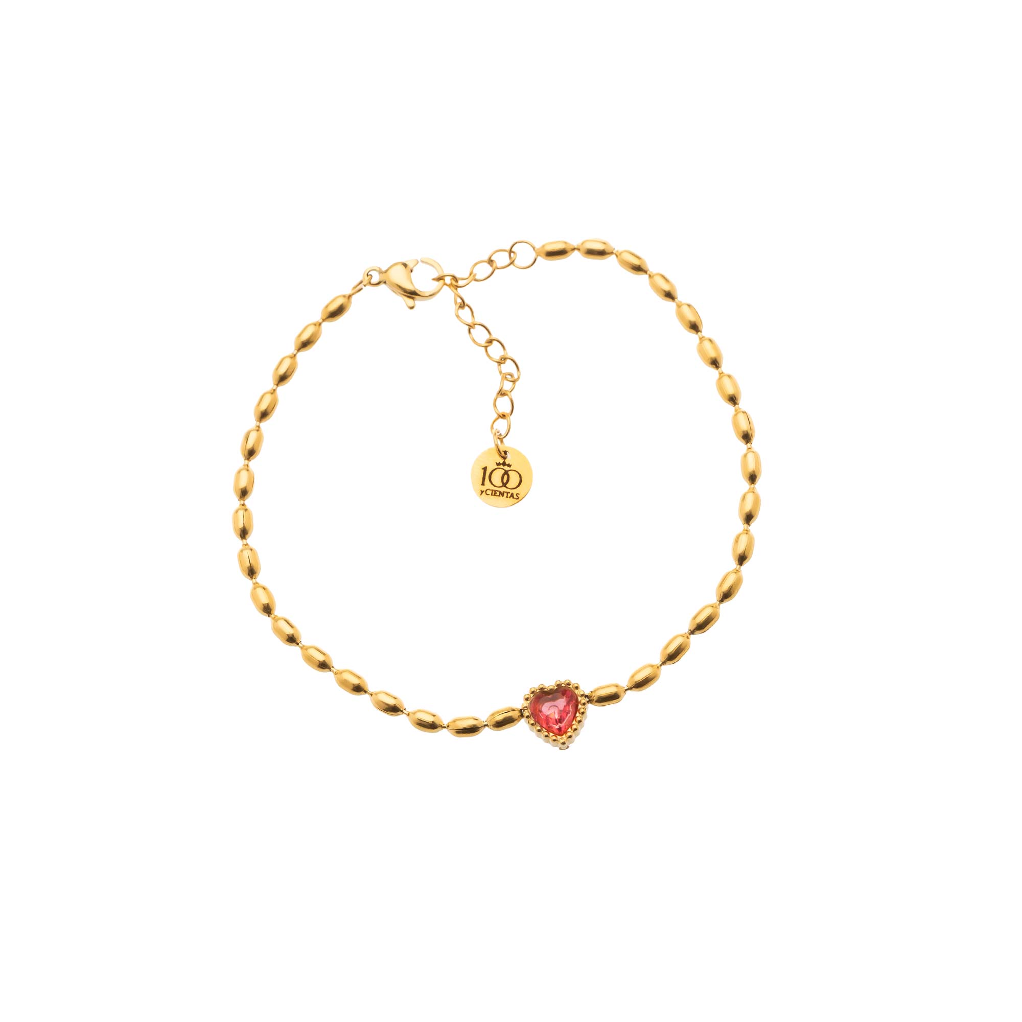 Pulsera Corazón Rojo Gold
