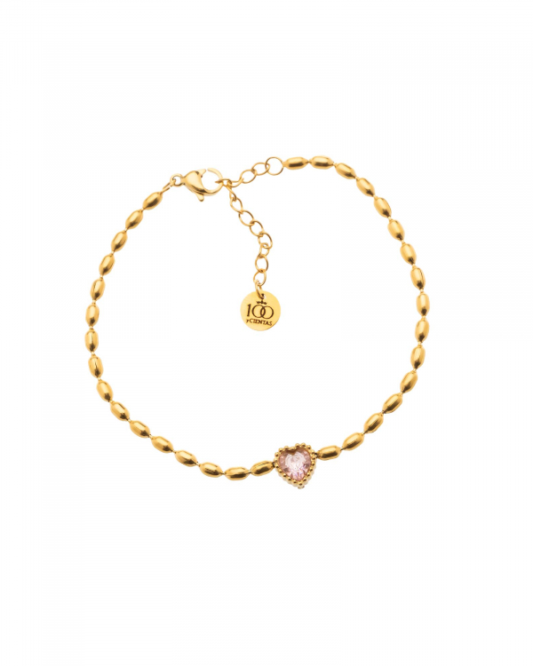 Pulsera Corazón Rosa Gold
