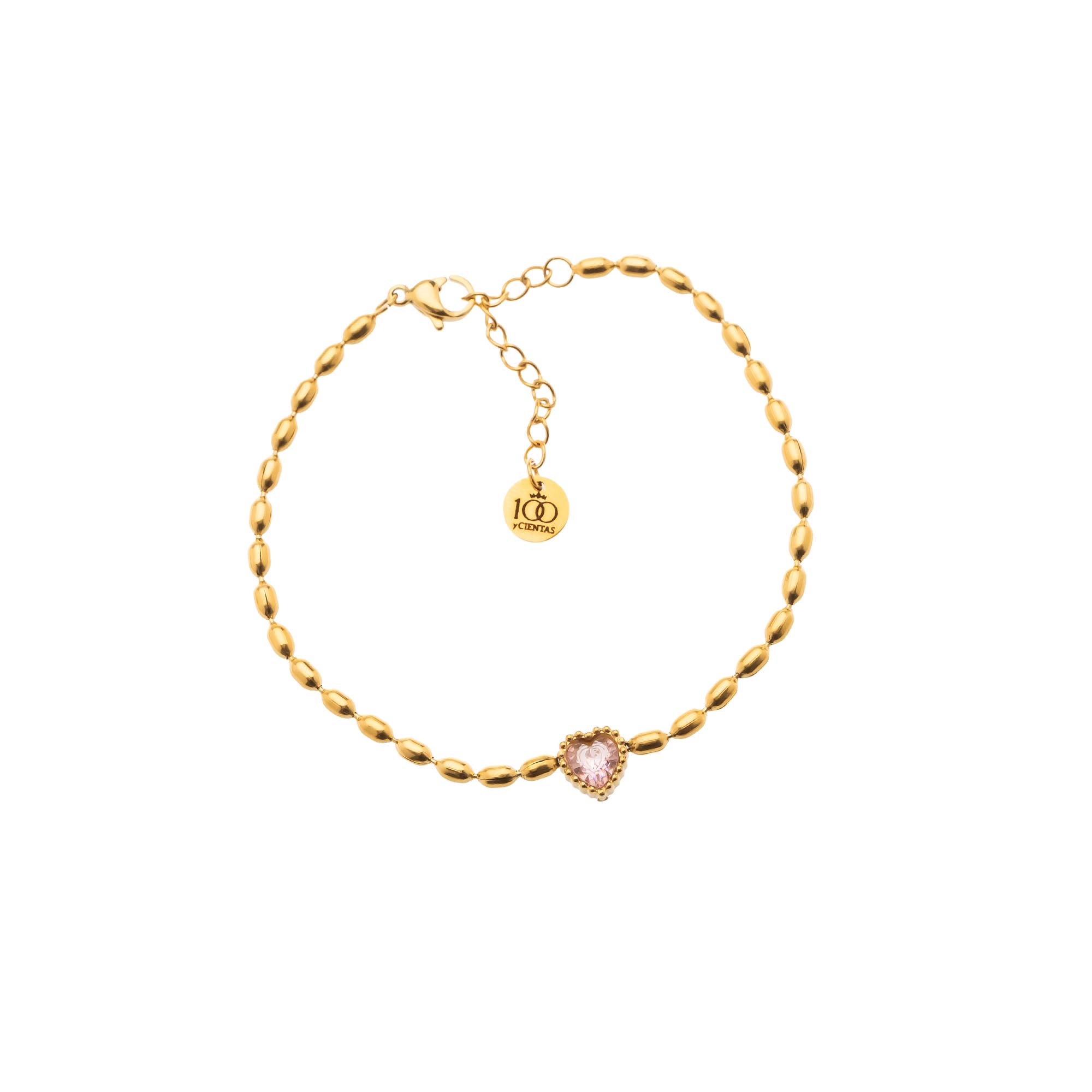 Pulsera Corazón Rosa Gold