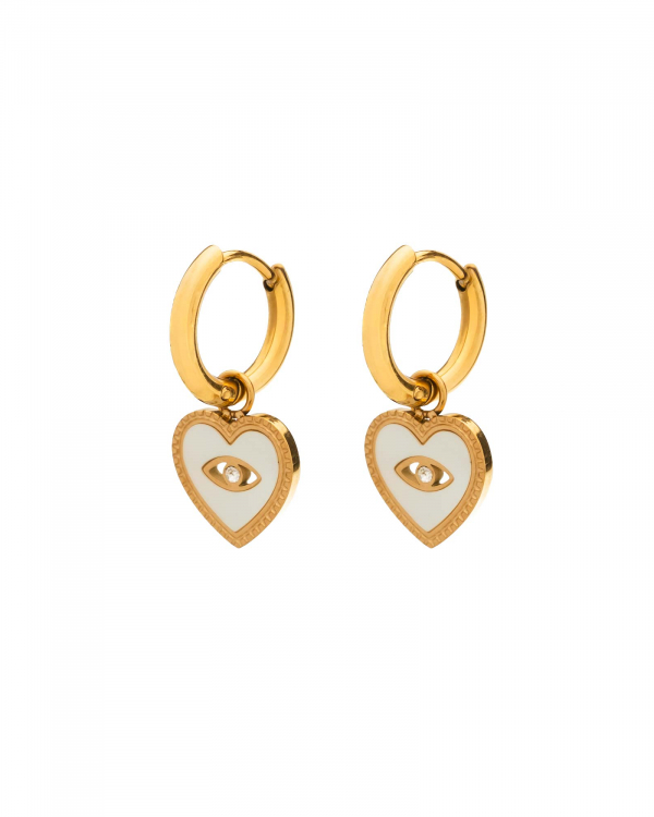 Aros Corazón Nácar Ojo Gold