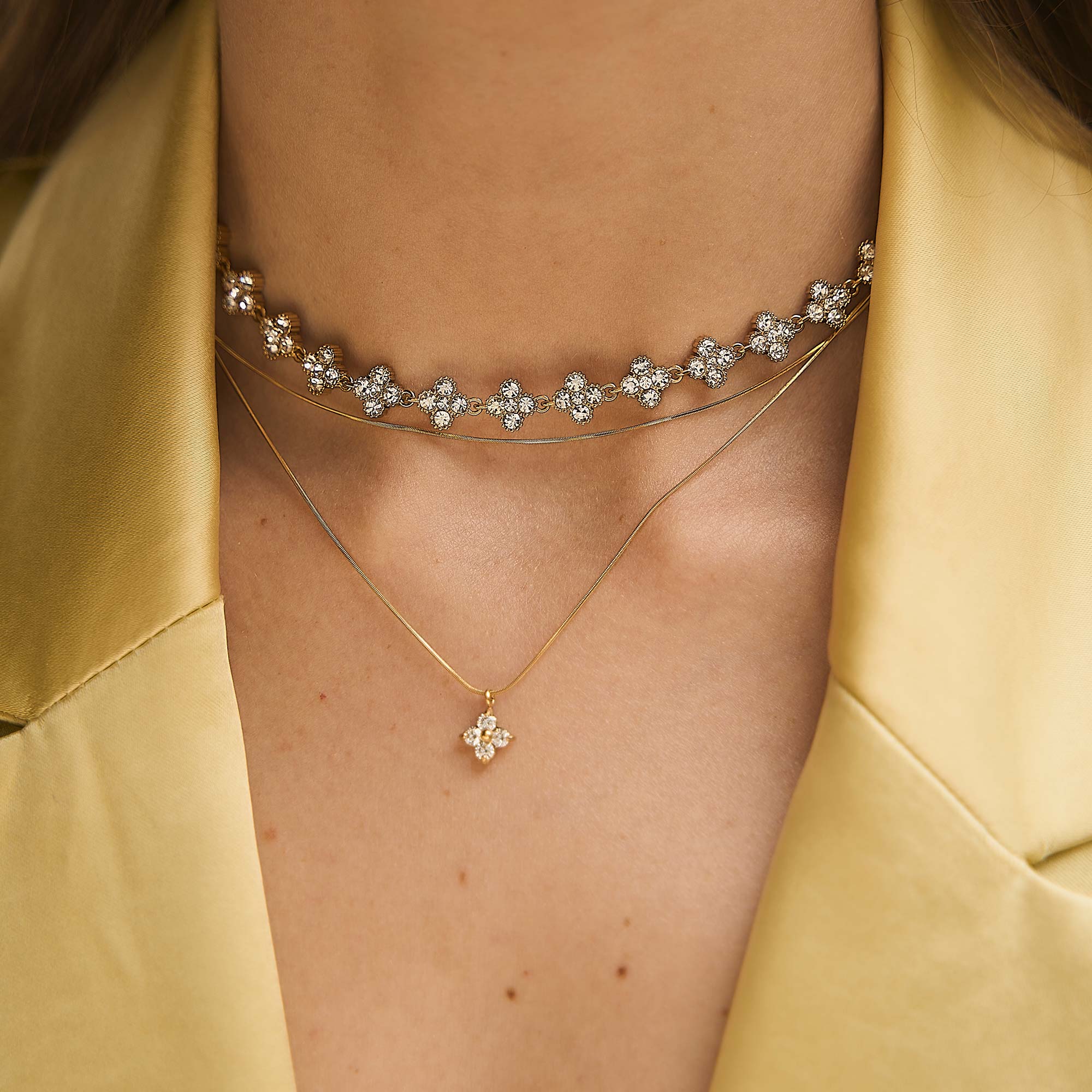 Collar Doble Flor Acero - Imagen 2