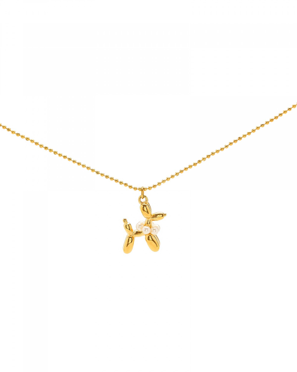 Collar Perro Globo Perlas Gold