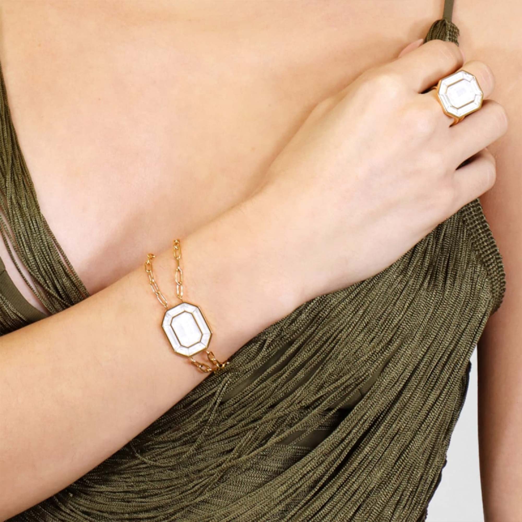 Pulsera Gleam Blanco Gold