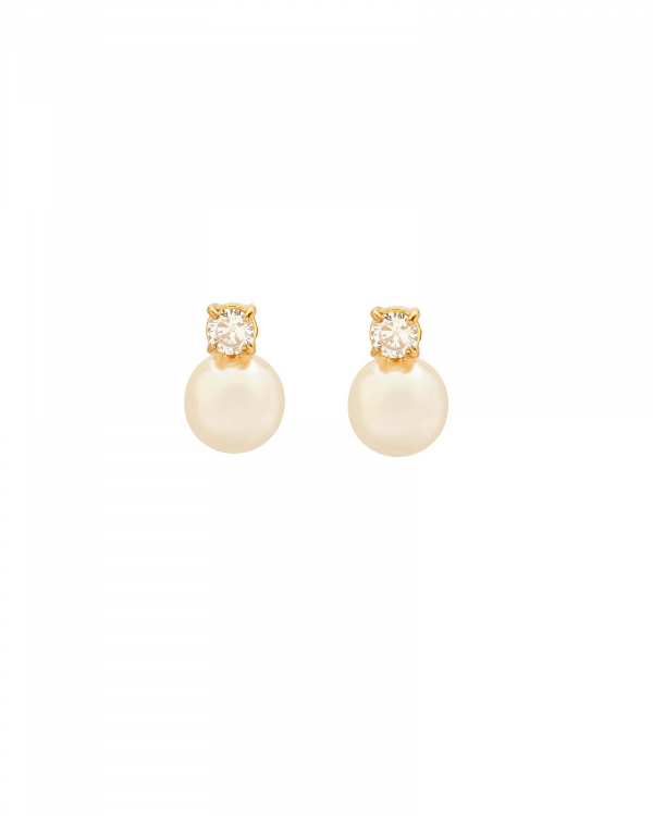 Pendientes Perla con Circonita Gold