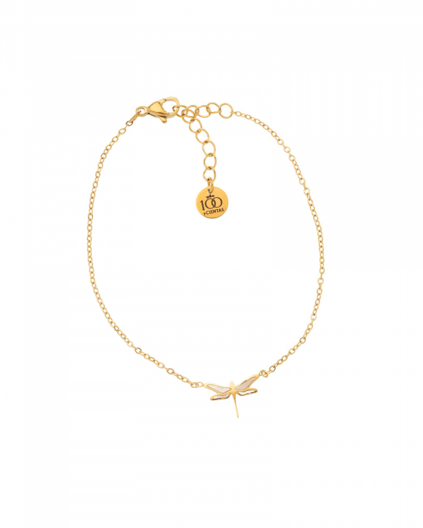 Pulsera Libélula Nácar Gold