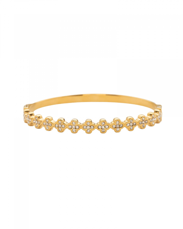 Pulsera Perlee Rigida Tréboles Gold