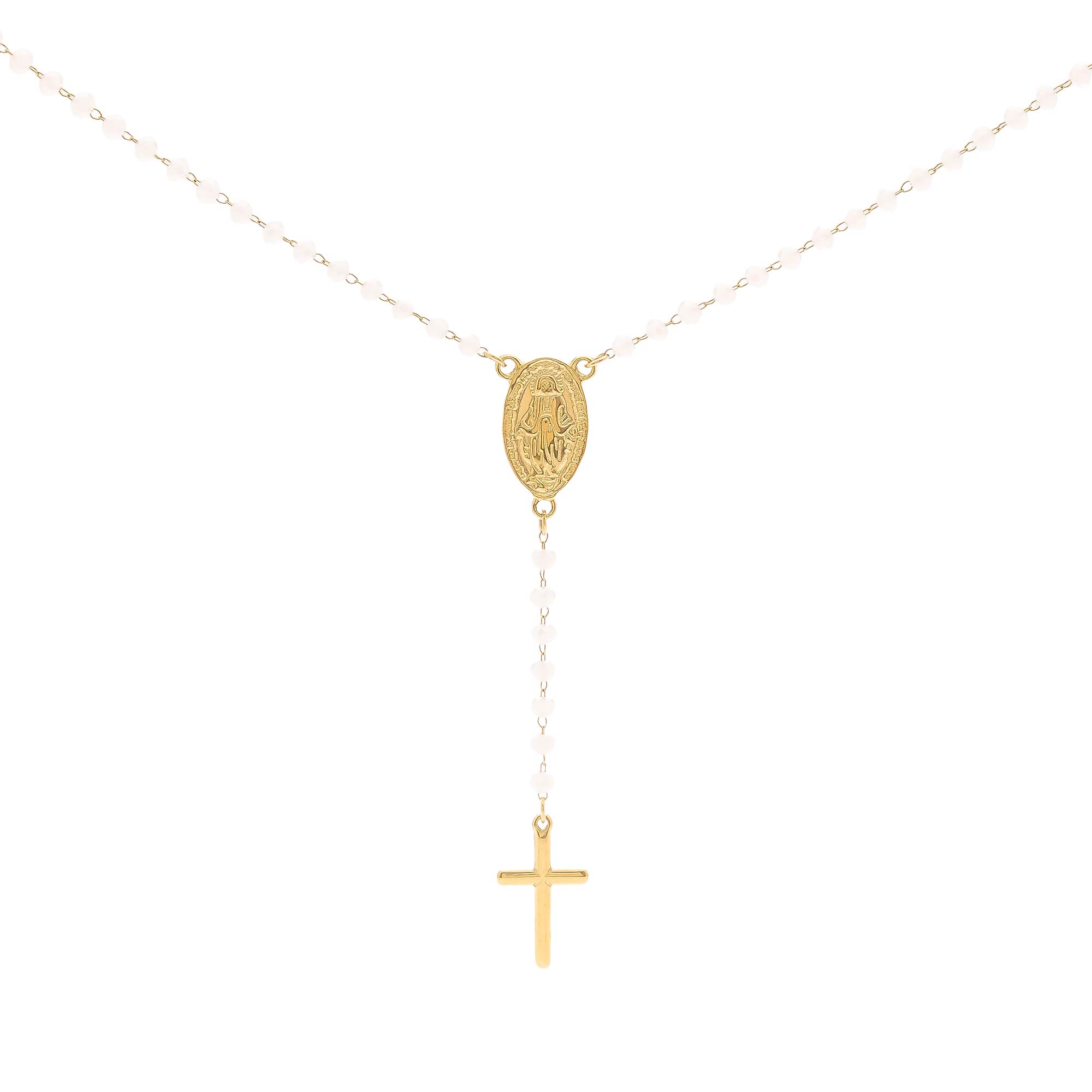 Collar Rosario Rosa Gold