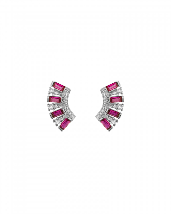 Pendientes Abanico Rubí Plata