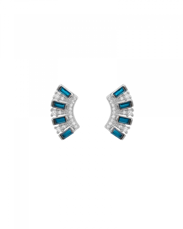 Pendientes Abanico Zafiro Plata
