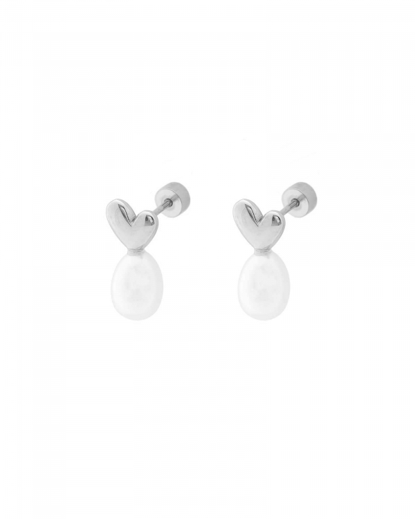 Pendientes Cuore Perla Acero