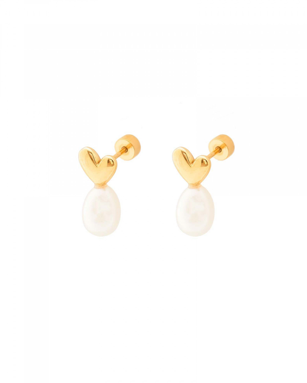 Pendientes Cuore Perla Gold
