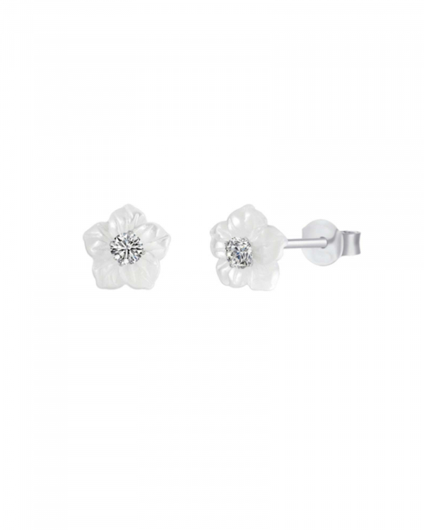 Pendientes Flor Nácar Plata