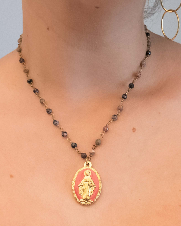 Collar Virgen Salmon Turmalinas Gold