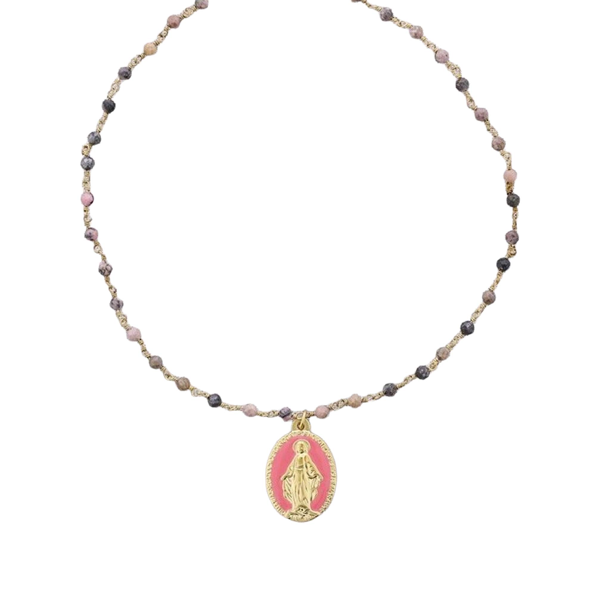 Collar Virgen Salmon Turmalinas Gold - Imagen 2