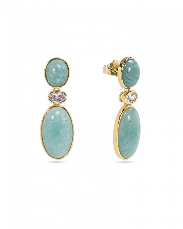 Pendientes Pinao Amazonita Oro
