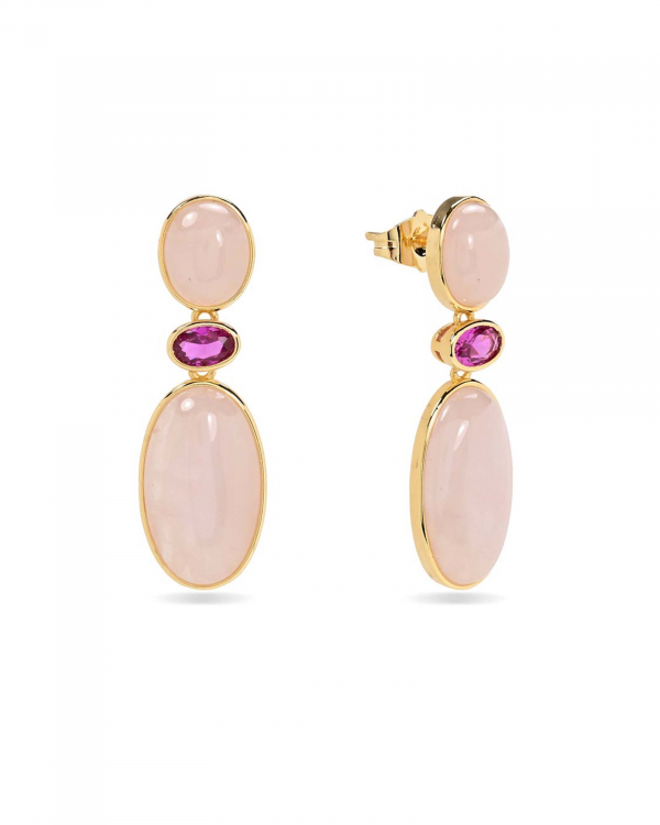 Pendientes Pinao Cuarzo Rosa Oro