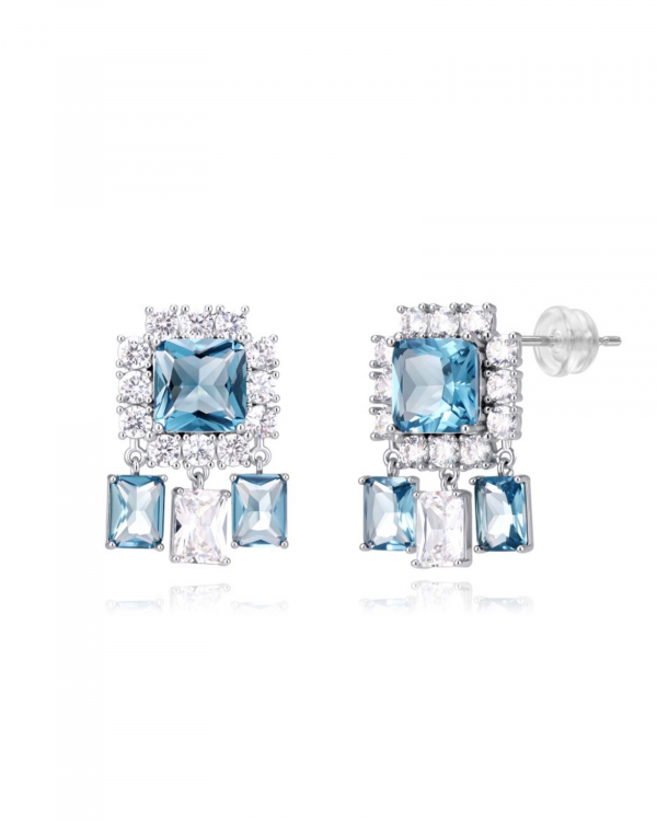 Pendientes Princesa Aguamarina Baño Plata