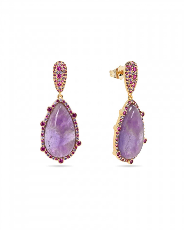 Pendientes Tear Amatista Oro