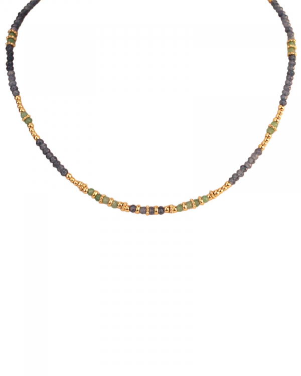 Collar Rases Verde Azul Gold