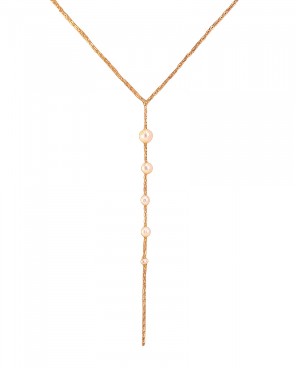 Collar Vertical Five Perlas Gold