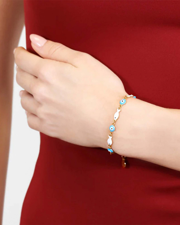 Pulsera Pescaitos Blancos Gold