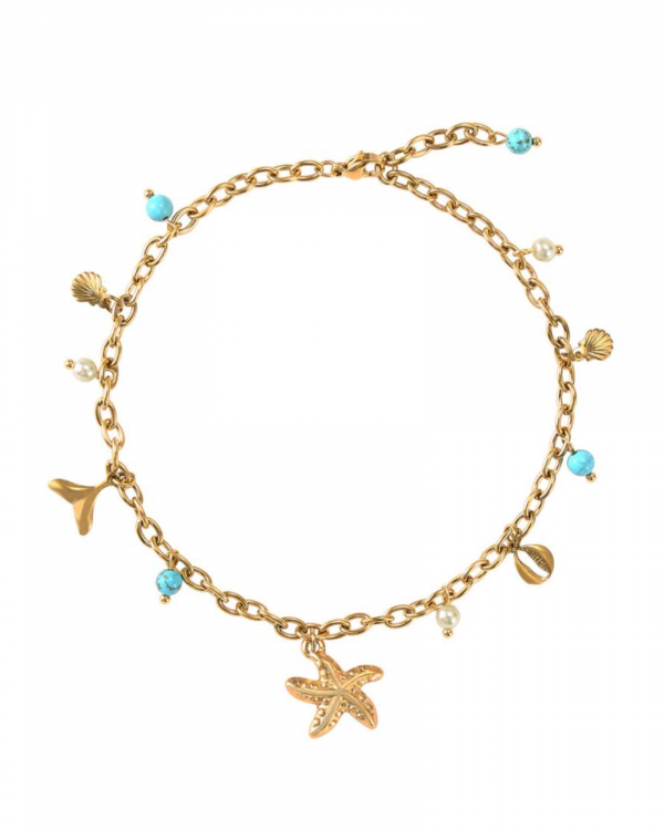 Tobillera Di Mare Turquesa Gold