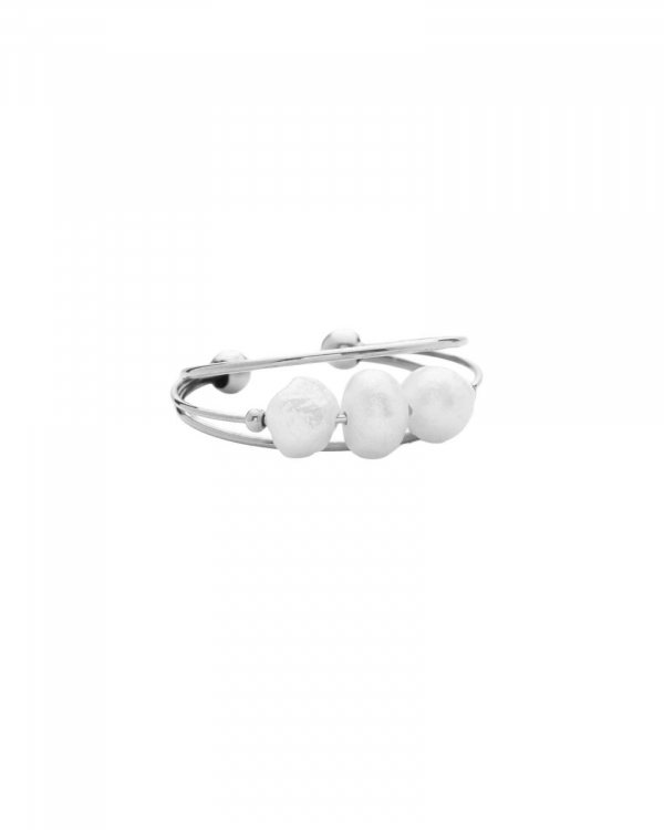 Anillo Tres Perlas Acero