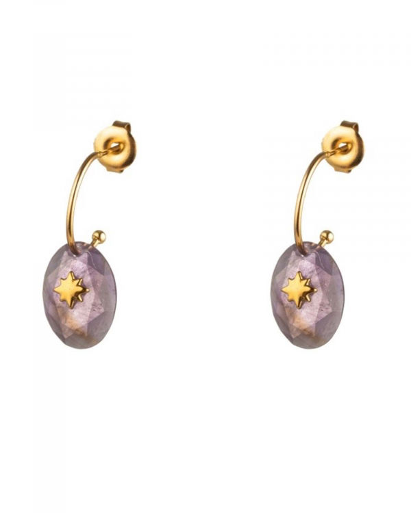 Aros Amatista Star Gold