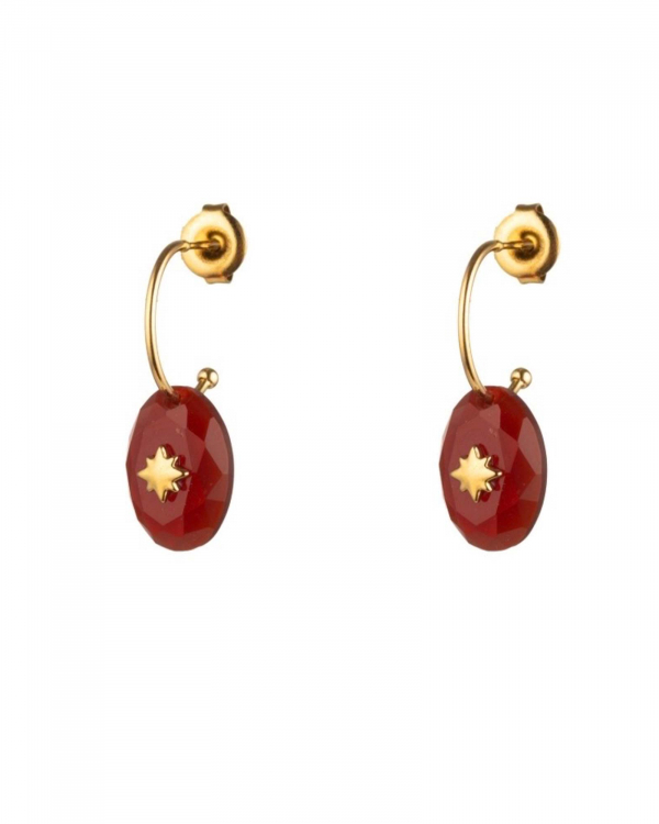 Aros Ónix Rojo Star Gold
