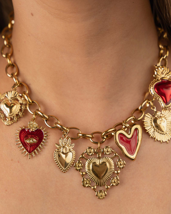 Collar Corazones Sagrados Red Gold