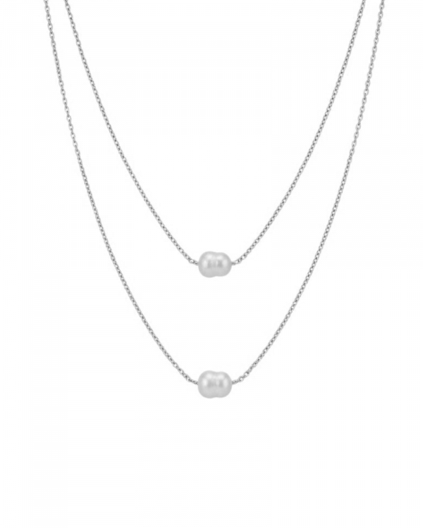 Collar Doble Perla Acero