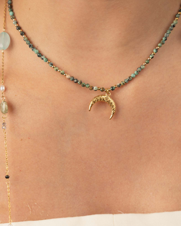Collar Luna Turquesa Africana Gold