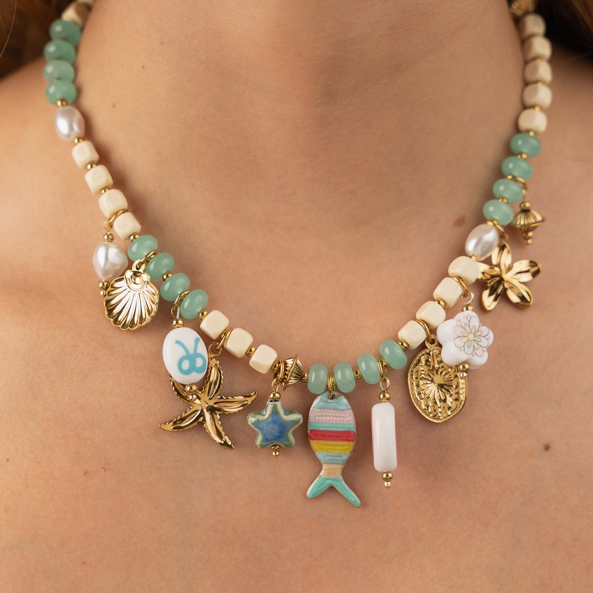 Collar Mare Verde Agua Gold