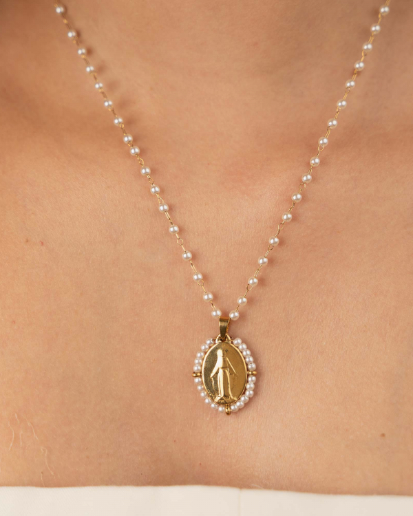 Collar MIlagrosa Perlitas Gold