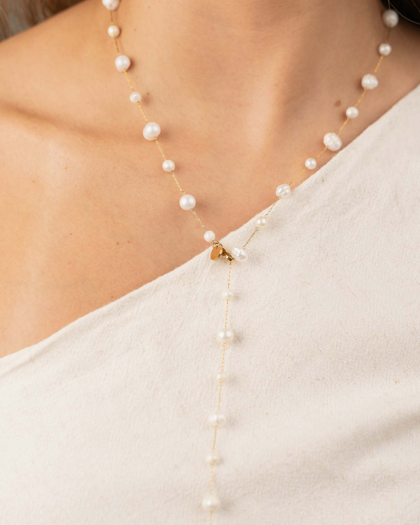 Collar Perlas Vertical Gold