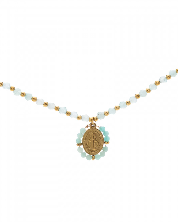 Collar Virgen Aguamarina Gold