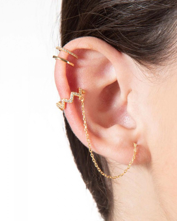 Ear Cuff Zig Cadena Oro