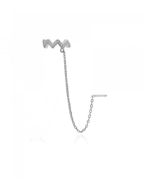 Ear Cuff Zig Cadena Plata